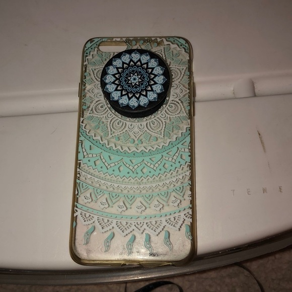MANDALA Transparent iPhone 6s 7/8 Aqua Mandela w/ matching  pop up holder… - Picture 4 of 5